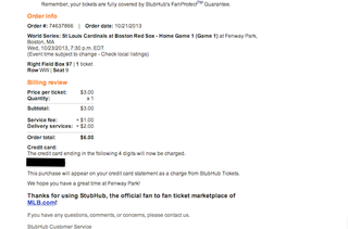 Illustration for article titled Man Buys Ticket To Game 1 Of World Series For $6 On StubHub